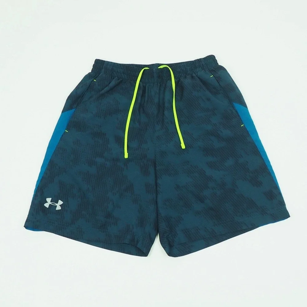 Under Armour UA Launch Brief Lined Running Shorts Mens Small Blue Camo Training